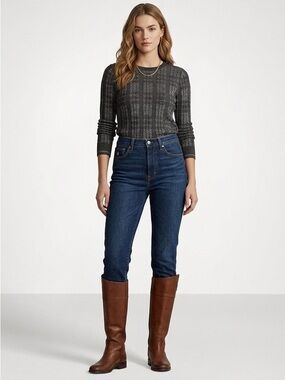 Tommy Hilfiger Grey & Metallic Silver Crewneck Preppy Sweater Size Extra Small